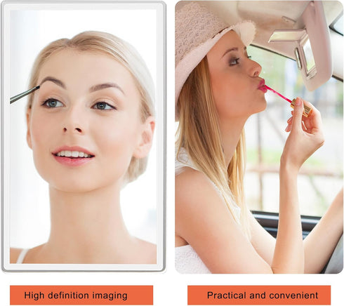 Car Sun Visor Mirror, Stainless Steel Sun-Shading Cosmetic Mirror for Wife Girlfriend, 5.91"×3.15" Seatback Makeup Mirror Stick on Car Vanity, Car...
