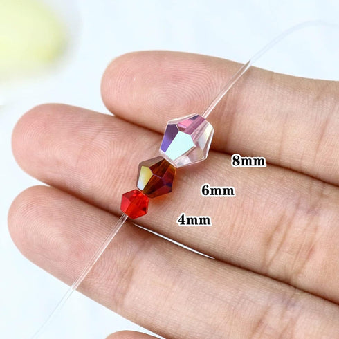 Dowarm 100PCS 8MM Crystal Beads, Amber AB Bicone Glass Beads for Jewelry Making, Craft, DIY Bracelet, Necklace, Dolls, Loose Spacer Beads...