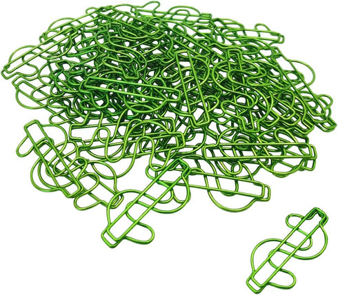 Rurili Creative Green Dollar Sign Divided Paper Clip Metal Bookmark Electroplating Office Clip for Home Office School File Organizing 50 Pcs (Gree...