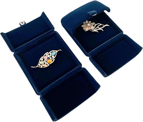 Brooch Present Box Premium Grade Navy Blue Velvet Jewelry Case Brooch Pin Badge Classic Design...