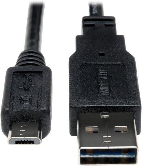 Tripp Lite Universal Reversible USB 2.0 Hi-Speed Cable (Reversible A to 5Pin Micro B M/M) 3-ft.(UR050-003)...