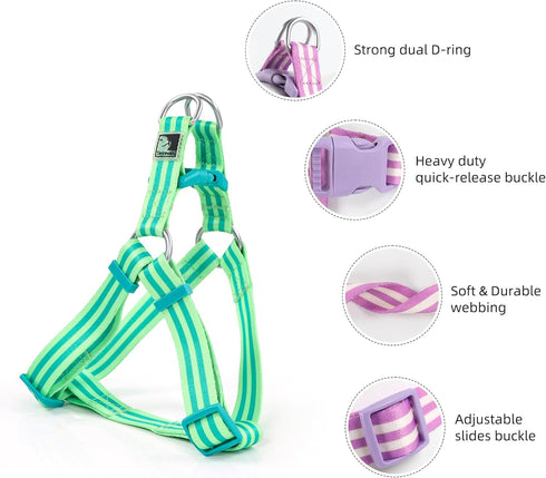 Striped Puppy Dog Harness Dog Vest Harness for Dog Training Easy Walking Dog Harness Small Dog Harness Escape-proof Dog Harness (green, XS)...