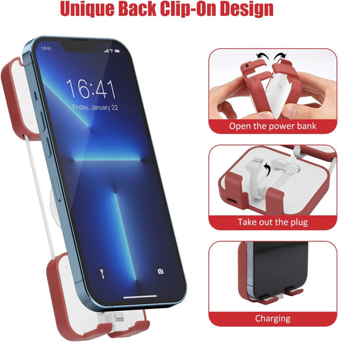 Small Portable Charger 4000mAh,Cute Power Bank Built in Cable,Mini Fast Charging USB C Phone Charger,Ultra-Compact External Battery Pack for iPhon...