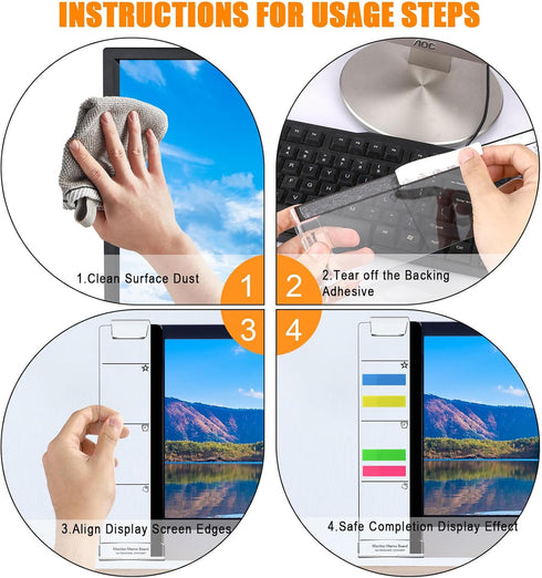 SIBEITU Monitor Memo Board, Multifunction 2Pcs Office Desk Accessories Sticky Note Holder, Acrylic Computer Screen Message Memo Board, Desk Access...