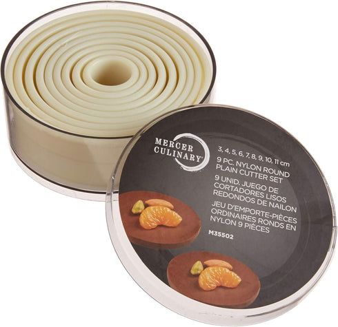 Mercer Culinary 9-Piece Round Plain Nylon Cutter Set,Off White...