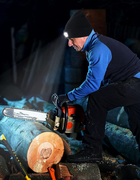 LED Beanie with Light,Unisex USB Rechargeable Hands Free 4 LED Headlamp Cap Winter Knitted Night Lighted Hat Flashlight Women Men Gifts for Dad Hi...