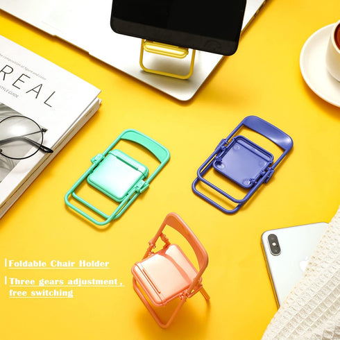 4 Pcs Mini Chair Phone Holder Chair Cell Shape Cellphone Stand Cute Phone Holder Foldable Folding Adjustable Phone Stand for Desk Funny Mobile Pho...