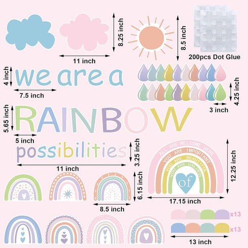 Augisteen We are A Rainbow of Possibilities Bulletin Decor Motivational Classroom Paper Cutouts Pastel Rainbow Bulletin Board Decoration for Schoo...