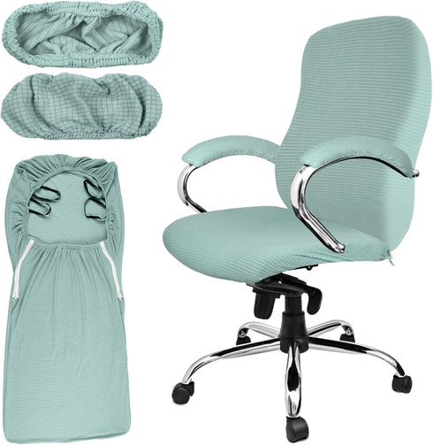Tatuo 3 Pcs Computer Office Chair Cover Universal Rotating Chair Slipcovers Protector Removable Washable Office Chair Armrest Covers with Zipper f...