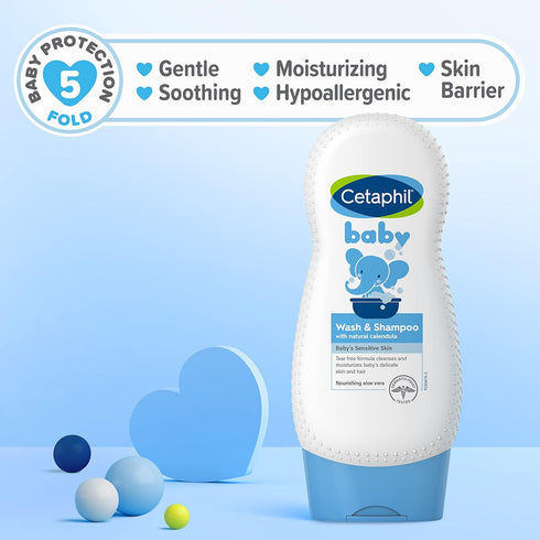 Cetaphil Baby Wash & Shampoo, 13.5oz Pack of 2, Hypoallergenic, Gentle Enough for Everyday Use, Soap Free...