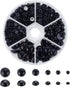 PH PandaHall Black Flat Backed Pearls, 690pcs Half Round Pearl Beads 6 Sizes Pearl Cabochon Faux Pearl Beads for DIY Scrapbook Phone Case Wedding ...