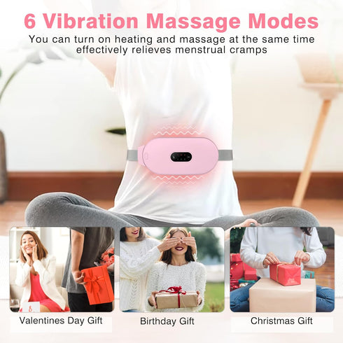 Heating Pads, Period Cramp Massager Portable Cordless Heating Pad with 6 Heat Levels and 6 Massage Modes for Back Pain Relief Menstrual Heating Pa...