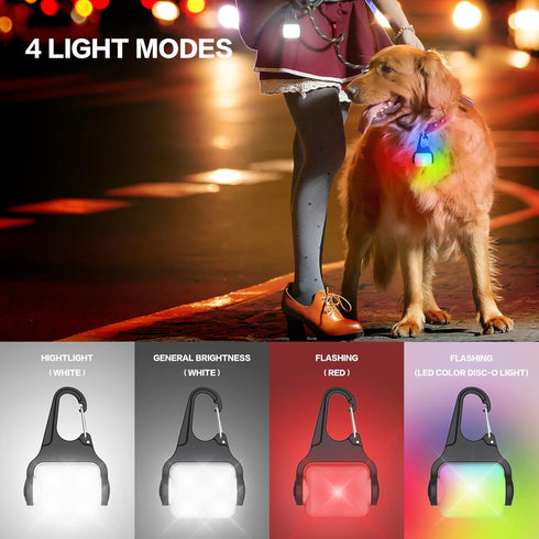 Dog Lights for Night Walking – Color Changing Dog Collar Light, 4 Modes Rechargeable Dog Light, IP65 Waterproof Dog Walking Light, Dog Flashlight ...