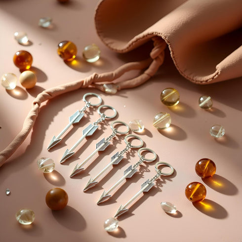 4Pcs Silver Bow and Arrow Key chain Arrow Keyring Boho Keychain Archer Gift Crossbow Bow Jewelry Archery Beading and Jewelry Findings Men's Keyrin...