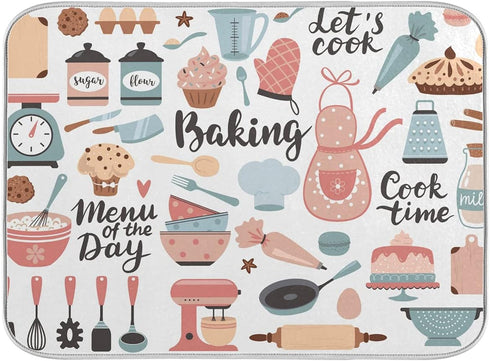 Kitchen Products Dish Drying Mat for Kitchen Counter 18" x 16" inch - Absorbent Reversible Microfiber Dish Mat, Heat Resistant Drying Pad Dish Dra...