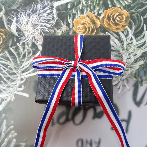 Honbay 50 Yards Red White Blue Striped Grosgrain Ribbon Double Face Polyester Ribbon for Crafts DIY Gift Package Wrapping or Party Decoration (0.3...