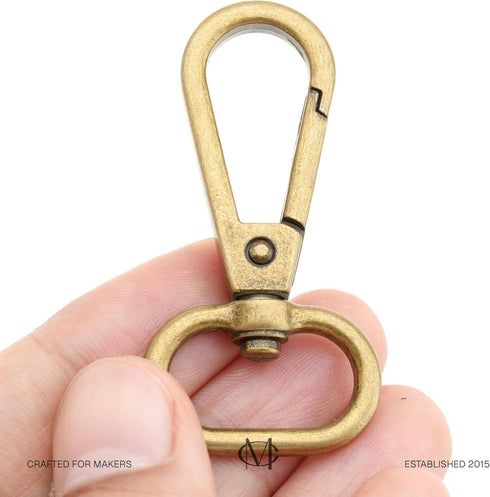 CRAFTMEMORE Snap Hook Swivel Push Gate Lobster Clasps Fashion Clips Purse Making FS10 Pack of 10 (Antique Brass, 3/4 Inch)...