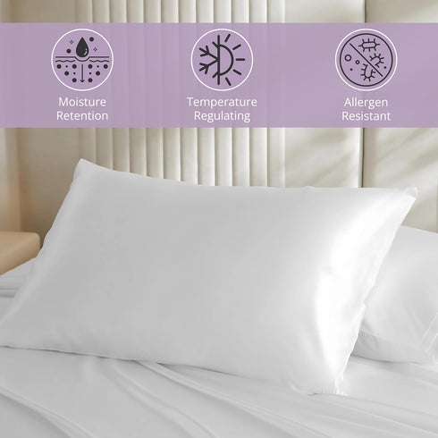 Mulberry Park 100% Silk Pillowcase - 19 Momme, Grade 6A Mulberry Silk - Deep Envelope Closure - White/Queen (20'' x 30'')...