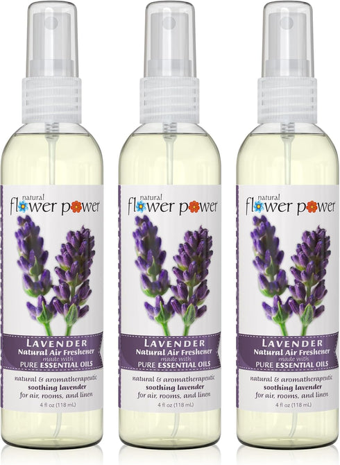 Air Freshener Spray | Lavender 4 Fl Oz | Pack of 3 | Scented w/ Pure Essential Oils | Non-Aerosol Plant-Based Odor Eliminator | Room, Linen, or Ca...