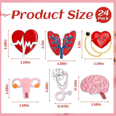 24 Pcs Henoyso Nurse Pins for Badge Medical Pins Nursing Pins for Pinning Ceremony Stethoscope Brooch Pins Nurse Week Gifts...