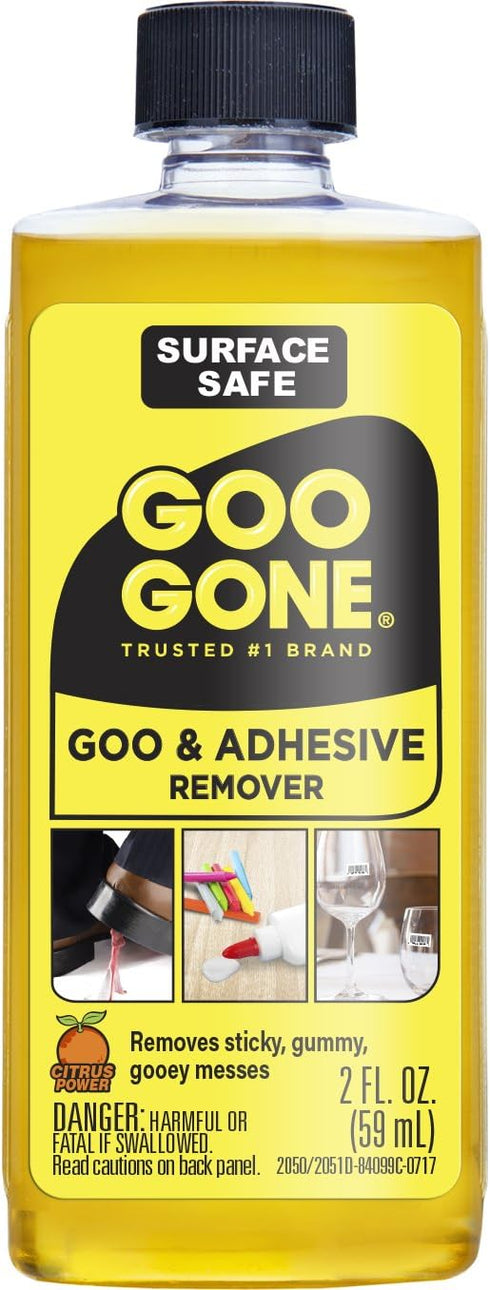 Goo Gone Original - 2 Ounce - Surface Safe Adhesive Remover Safely Removes Stickers Labels Decals Residue Tape Chewing Gum Grease Tar...