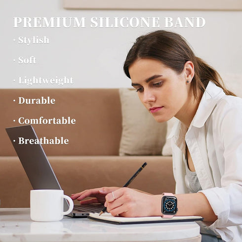 Upgrade Bands Compatible with Apple Watch Band 42mm 44mm 45mm for Women Men,3 Pack Soft Silicone Replacement Sport Watch Strap for iWatch SE Serie...