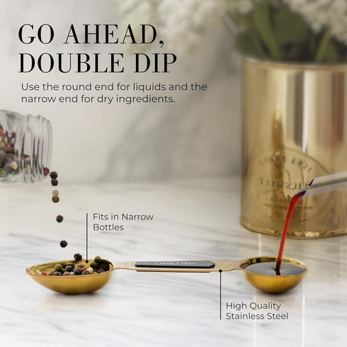 Gold Magnetic Measuring Spoons with Leveler - Featuring 8-Piece Upgraded Style, Dual-Sided, Stackable, Stainless Steel Gold Measuring Spoons Set -...