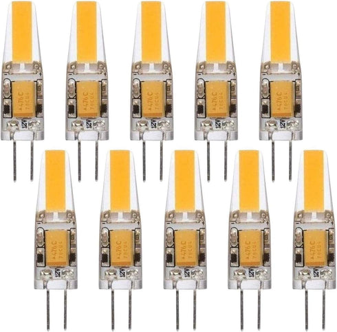 Lxcom Lighting G4 LED Bulb 12V Bi-Pin Base 1.5W LED COB Light Bulbs (10 Pack) 10W Halogen Replacement Warm White 3000K T3 G4 Base No Flicker for U...