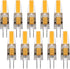 Lxcom Lighting G4 LED Bulb 12V Bi-Pin Base 1.5W LED COB Light Bulbs (10 Pack) 10W Halogen Replacement Warm White 3000K T3 G4 Base No Flicker for U...