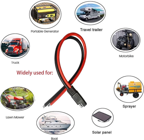 10AWG SAE Connector Extension Cable,(3Pack) SAE Connector Plug 2 Pin SAE Single Plug Quick Connector Disconnect Plug,SAE Automotive Extension Cabl...