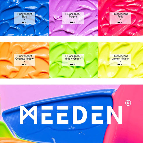 MEEDEN Fluorescent Acrylic Paint Set, Heavy Body Neon Acrylic Paint Tubes, 6 Colors 0.74 oz/22 ml, Glow in the Dark Acrylic Paints, Non Toxic Art ...