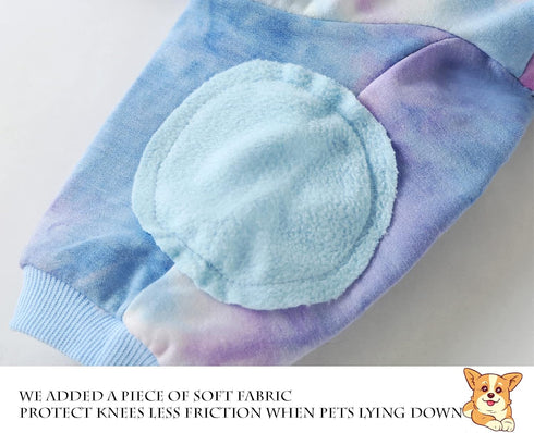 Dog Cotton Tie dye Hoodie Blue Pullover Sweatshirts Soft and Stretch Pets Clothes Hooded for Large Dogs(Blue 2XL)...
