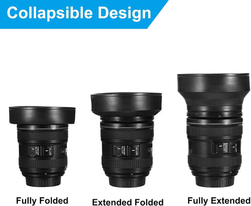PATIKIL 72mm Camera Lens Hood, 2Pcs Rubber Collapsible Lens Protector Anti-Reflection Blocks Excess Sunlight Enhance Camera Photography for Nikon,...