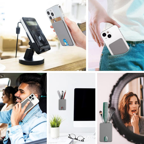 SHANSHUI 3 Pack Phone Card Holder Ultra Slim Phone Credit Card Holder Stick on Wallet Anti-Lost Design Phone Wallet Pocket Compatible for iPhone a...