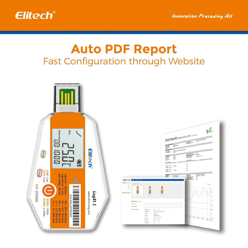 Elitech WHO PQS Certificated Temperature Data Logger 120Days with Light Sensor Single Use Temperature Recorder PDF Report USB Temperature Logger 1...