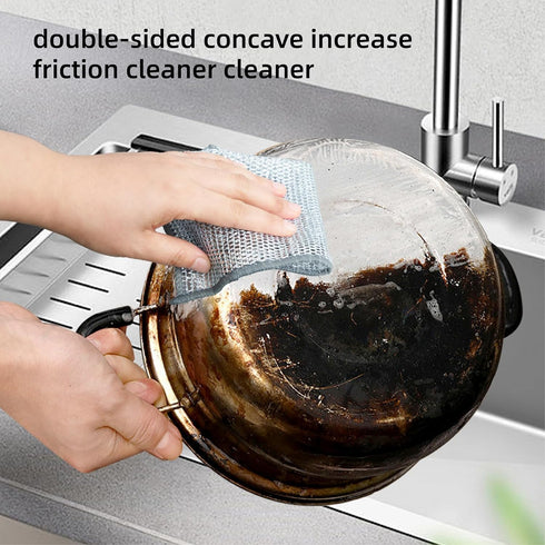Multipurpose Wire Miracle Cleaning Cloths, Magnifying Wire Dishwashing Rags for Wet and Dry Mesh Microfiber Cleaning Cloth for Metal, Kitchen, Dis...