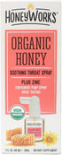 HoneyWorks Adult Throat Spray for Sore Throat Relief, 1 Oz, Soothing Non-GMO USDA Organic Dark Honey + Zinc, Fast-Acting Relief, Ages 12 Years+...