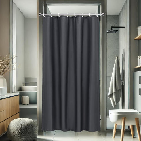 AooHome Fabric Shower Curtain 48 Width x 72 Height Inch, Solid Color Bath Curtain with Hooks for Hotel, Water Repellent, Dark Grey...
