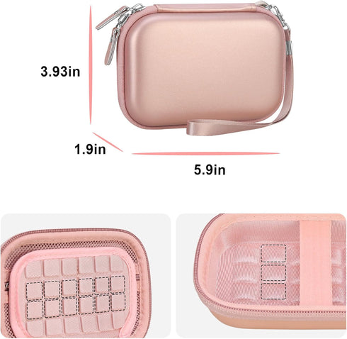 Canboc Carrying Case Compatible with KODAK Printomatic Digital Instant Print Camera, Zipper Mesh Pocket fit Photo Paper and Cable, Rose Gold (Case...