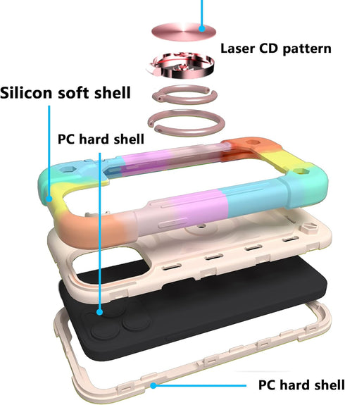 Compatible with iPhone 13 Case with Ring Stand, Heavy Duty Rugged Case for Women Men Military Grade Shockproof Phone Case with Magnetic Car Mount ...