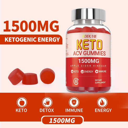 Keto ACV Gummies | 1500mg Low Carb Apple Cider Vinegar Gummies for Detox, Cleansing | Made in USA | 60 Count...