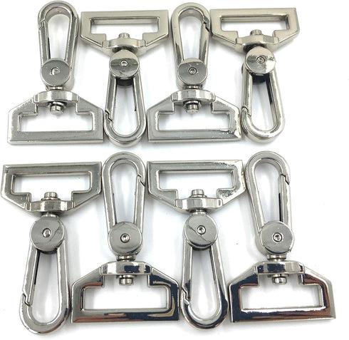 YIXI-SBest 8 Pcs 1" (25 mm) Inside Diameter D Ring High-grade Luggage Buckle Lobster Clasp Claw Swivel for Strap Push Gate Lobster Clasps Hooks Sw...