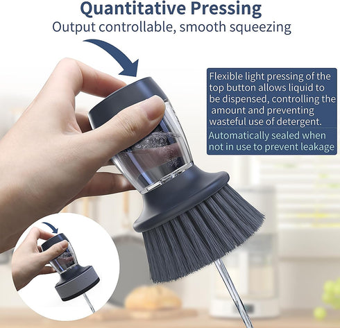 Dish brush with soap dispenser?Nylon Bristles Dish Brush and a Scrub Sponge Dish Brush,Kitchen Brush for Dish Pot Pan and Sink Cleaning?dish brush...