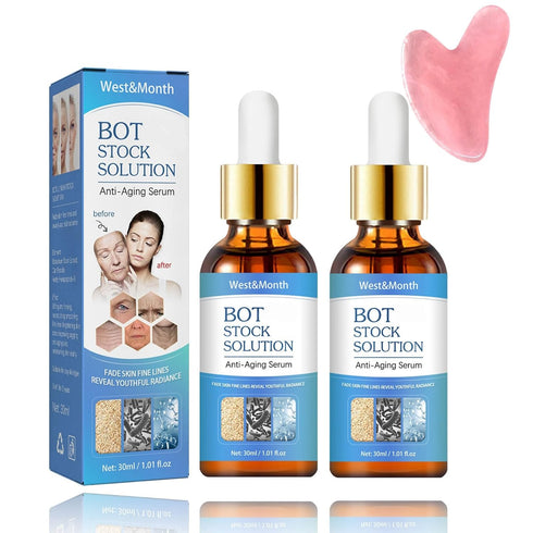 3Pcs Hydrating Facial Skincare Set, With 2 Bot_Ox Hyaluronic-Acid Serum & 1 Guasha-Tool, Anti-Aging Serum For Women, Firm Lift Skin Collagen Boost...