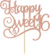 Happy Sweet 16 Cake Topper, 16th Birthday Cake Decor, Sweet 16, Teens Happy 16th Birthday Decorations Rose Gold Glitter...
