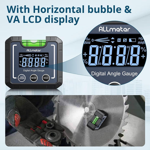 0-360°(4 * 90°) Digital Angle Finder Level Magnetic Electronic Gauge Inclinometer Protractor Tool with Bubble Level and Magnetic Base LCD Backligh...