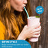 Bent Silicone Straws Reusable (Set of 10) and Cleaning Brush - Flexible, Long, Color Bendy Reusable Straws for 20oz-32oz Tumblers & 30oz Smoothie ...