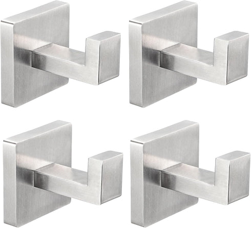IBosins 4 Pack Towel Hooks Hand Towel Holder for Bathroom Wall Livingroom Bedroom Kitchen Closet Heavy Duty Stainless Steel Hook Hanger for Robe, ...