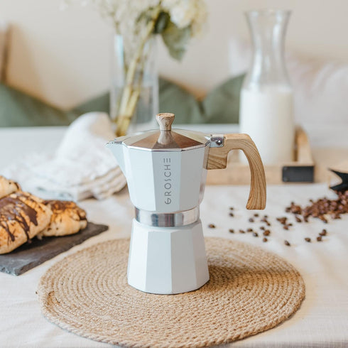 GROSCHE Milano Moka Stovetop Espresso Coffee Maker (3 Cup / 150 ml, White)...