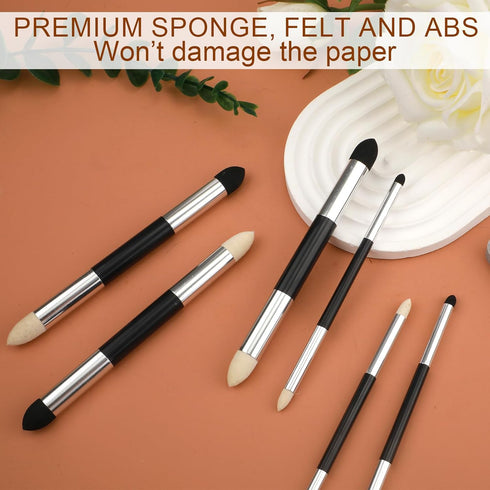 6pcs Artist Blending Sponge Pen, 2 Sizes Double-Headed Pastel Blending Stump Pencil Sketch Brush Rubbing Lucy Drawing Art Foam Blender Stick Blend...